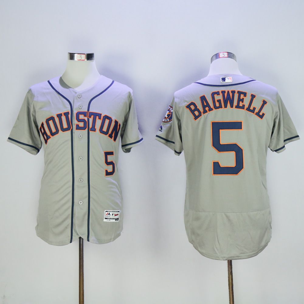 Men Houston Astros #5 Bagwell Grey Throwback MLB Jerseys